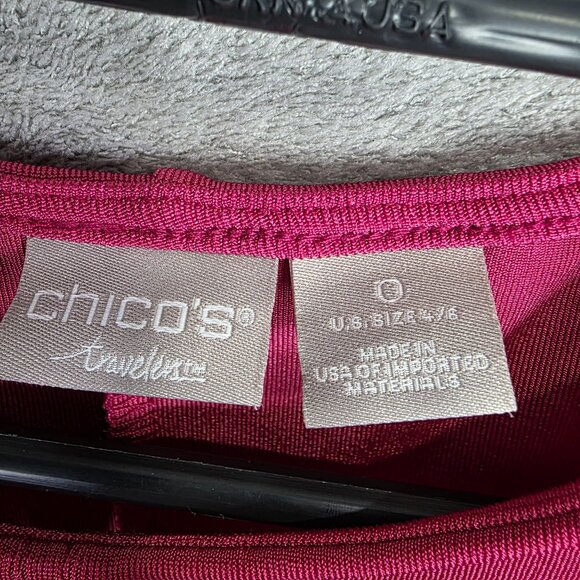 Womens Chicos Travelers Pink Slinky Knit Acetate Top Keyhole Neck 3/4 Sleeve 0 - Picture 2 of 7